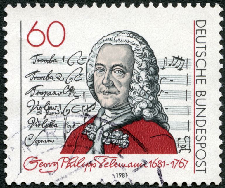 Sello conmemorativo del 300 aniversario del nacimiento de George Phillip Telemann (1681-1767) Sello conmemorativo del 300 aniversario del nacimiento de George Phillip Telemann (1681-1767)