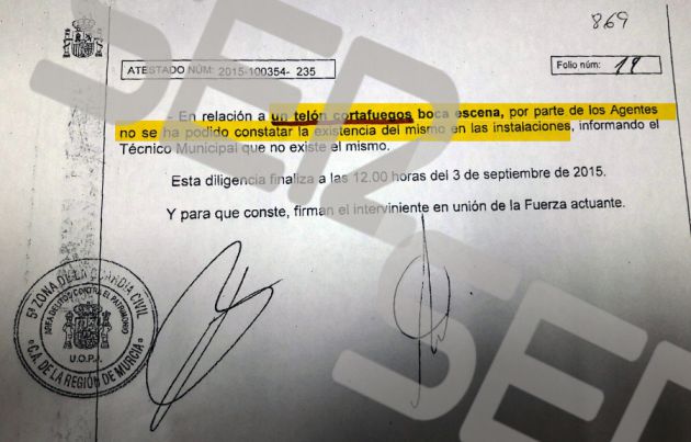 La Guardia Civil certificó en 2015 que faltaban numerosos materiales en el Auditorio de Puerto Lumbreras La Guardia Civil certificó en 2015 que faltaban numerosos materiales en el Auditorio de Puerto Lumbreras