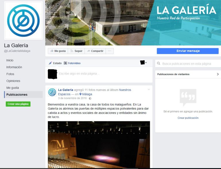 El perfil de La Galería de Facebook solo cuenta con una entrada del 3 de noviembre de 2016 El perfil de La Galería de Facebook solo cuenta con una entrada del 3 de noviembre de 2016
