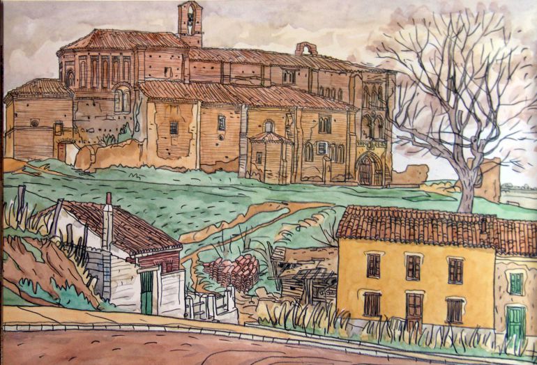 Dibujo del santuario de la Peregrina de Sahagún de Efrén García Dibujo del santuario de la Peregrina de Sahagún de Efrén García