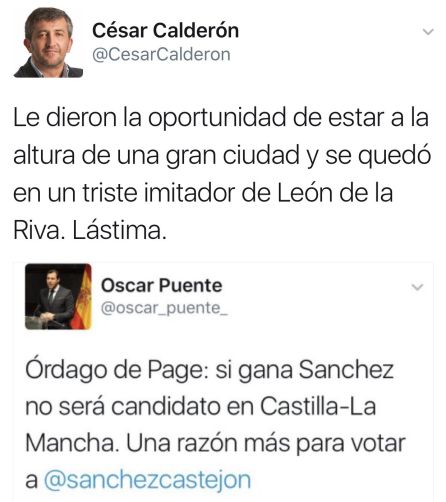 Captura de pantalla del Tuit de Oscar Puente Captura de pantalla del Tuit de Oscar Puente
