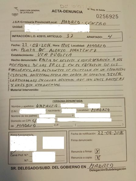 Acta de denuncia Acta de denuncia