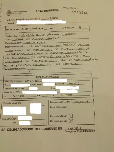 Acta de denuncia Acta de denuncia