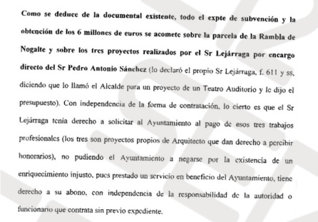 El Fiscal acusa a Pedro Antonio Sánchez de cambiar "irregularmente" la parcela del auditorio El Fiscal acusa a Pedro Antonio Sánchez de cambiar "irregularmente" la parcela del auditorio