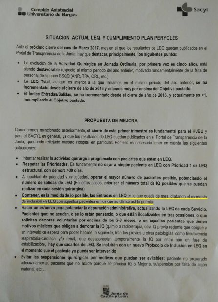 SANIDAD: El documento de la Junta para maquillar las listas de espera provoca la primera dimisión SANIDAD: El documento de la Junta para maquillar las listas de espera provoca la primera dimisión