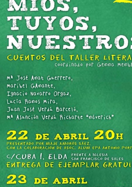 Esta tarde, a las 20 h, presentan Míos, Tuyos, Nuestros en la calle Cuba, 1 de Elda, frente iglesia de San Francisco de Sales Esta tarde, a las 20 h, presentan Míos, Tuyos, Nuestros en la calle Cuba, 1 de Elda, frente iglesia de San Francisco de Sales