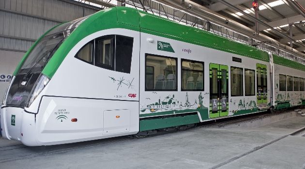 Imagen del tren tranvía en las cocheras Imagen del tren tranvía en las cocheras