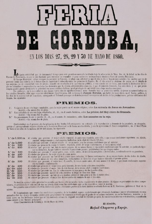 Cartel de la Feria de Córdoba de 1860 Cartel de la Feria de Córdoba de 1860
