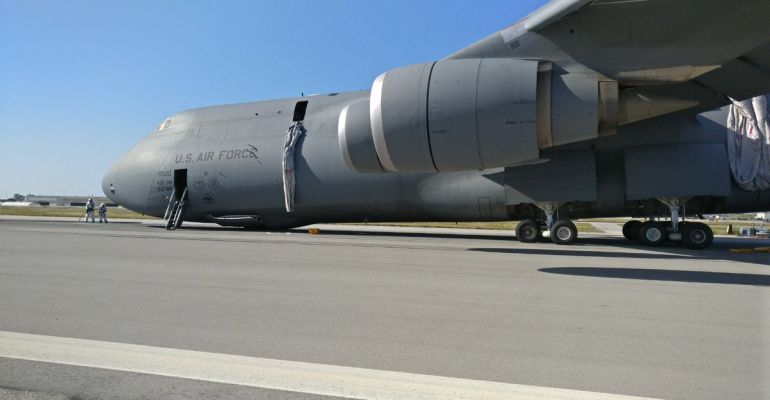 El avión sinestrado ayer en la base de Rota El avión sinestrado ayer en la base de Rota