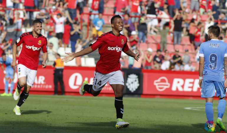 Ike Uche, autor de dos gols en el partit contra el Girona. Ike Uche, autor de dos gols en el partit contra el Girona.