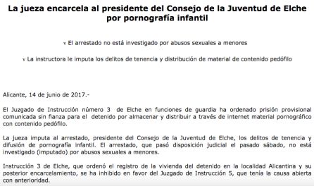 Nota de prensa del TSJ Nota de prensa del TSJ