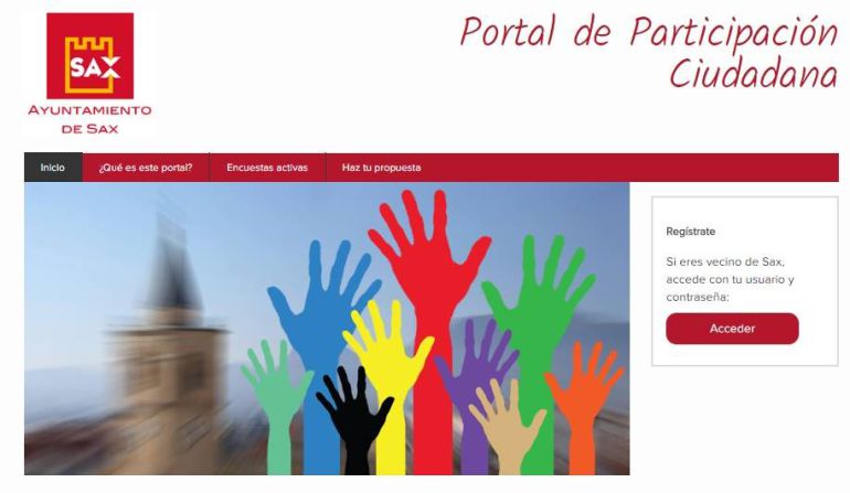 Acceso al Portal de Participación Ciudadana de Sax Acceso al Portal de Participación Ciudadana de Sax
