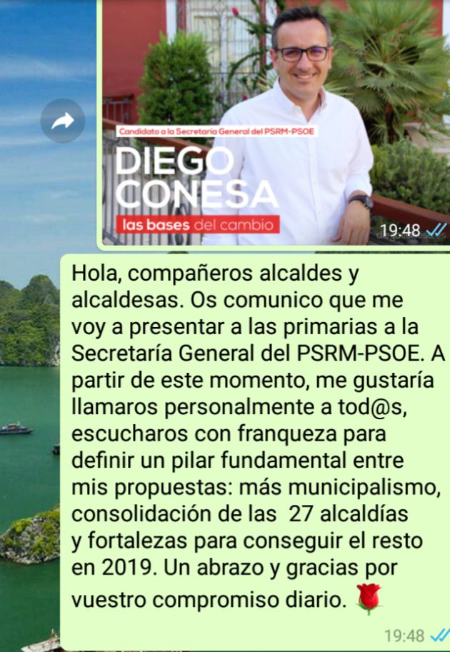 Diego Conesa anuncia su candidatura a las primarias del PSOE Diego Conesa anuncia su candidatura a las primarias del PSOE