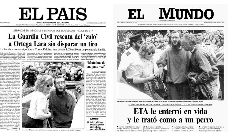 Portadas de la prensa con la noticia de la liberación de Ortega Lara. Portadas de la prensa con la noticia de la liberación de Ortega Lara.