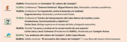 Horarios de la primera jornadda sobre el lobero de Castejón. Horarios de la primera jornadda sobre el lobero de Castejón.