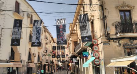 Los carteles de las veintitres ediciones del festival penden a lo largo de la calle Doctor Muñoz Los carteles de las veintitres ediciones del festival penden a lo largo de la calle Doctor Muñoz