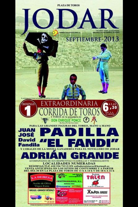 Adrián de Paula (antes Grande), compartía cartel con Juan José Padilla y'El Fandi' Adrián de Paula (antes Grande), compartía cartel con Juan José Padilla y'El Fandi'