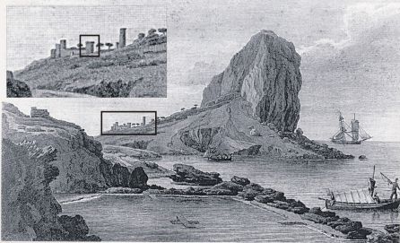 La imagen de las torres aparece en el famoso grabado del Peñón de Ifach realizado por el viajero francés Alexandre de Laborde, en 1809. La imagen de las torres aparece en el famoso grabado del Peñón de Ifach realizado por el viajero francés Alexandre de Laborde, en 1809.