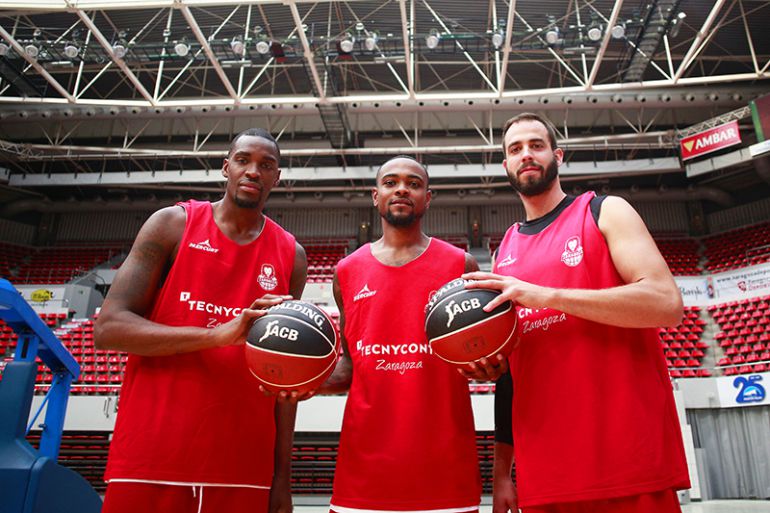 Varnado, Graham y Dragovic en su primer entrenamiento en el pabellón Príncipe Felipe Varnado, Graham y Dragovic en su primer entrenamiento en el pabellón Príncipe Felipe