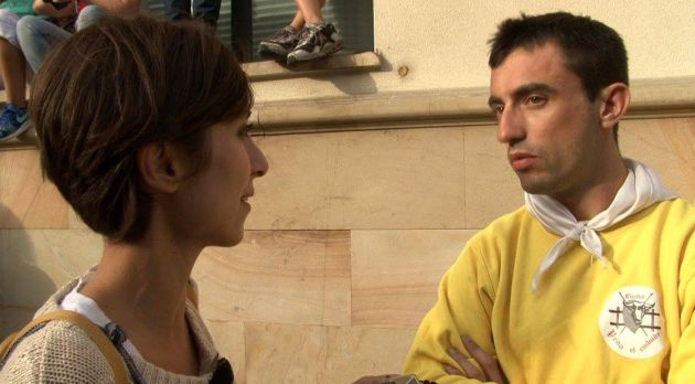 Reportera de TVE en un momento del programa grabado en Cuéllar Reportera de TVE en un momento del programa grabado en Cuéllar