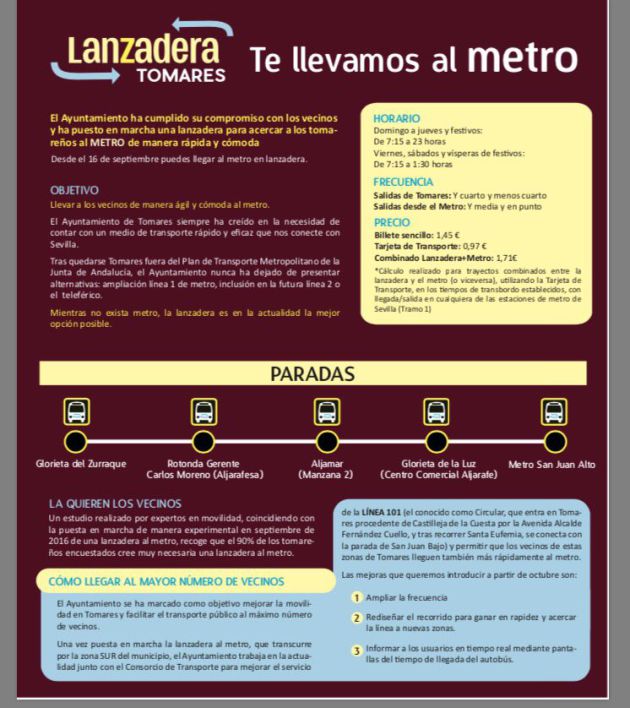 Tomares estrena lanzadera con el Metro Tomares estrena lanzadera con el Metro