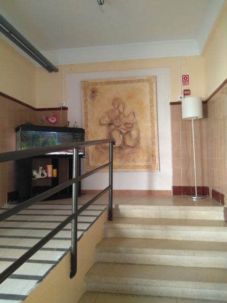 La pared, al fondo, que separa un colegio de otro La pared, al fondo, que separa un colegio de otro