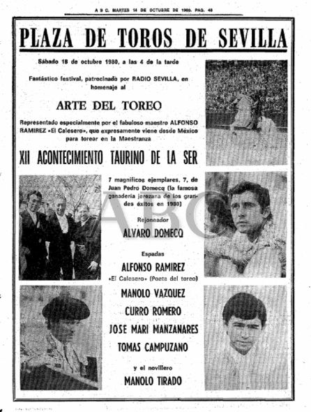 Anuncio en prensa del XII Acontecimiento Taurino de la SER Anuncio en prensa del XII Acontecimiento Taurino de la SER