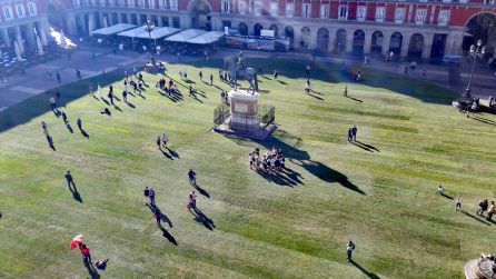 Plaza Mayor Madrid: La hierba inunda la plaza Plaza Mayor Madrid: La hierba inunda la plaza