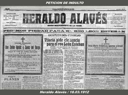 PUBLICACIÓN DE LA PETICIÓN DE CLEMENCIA EN EL HERALDO ALAVÉS PUBLICACIÓN DE LA PETICIÓN DE CLEMENCIA EN EL HERALDO ALAVÉS
