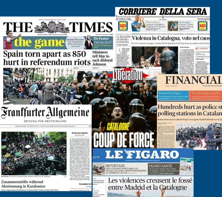 L'actuació policial a Catalunya, a les primeres de tots els diaris europeus L'actuació policial a Catalunya, a les primeres de tots els diaris europeus