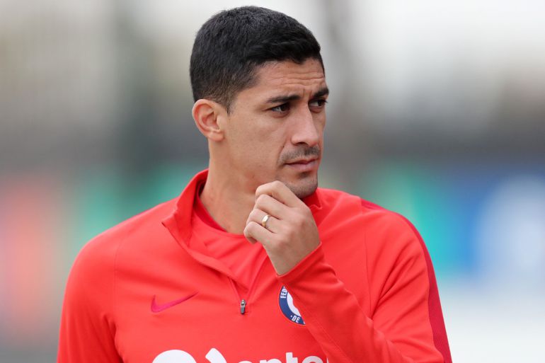El Tucu Hernández durante el entrenamiento previo al partido de esta noche El Tucu Hernández durante el entrenamiento previo al partido de esta noche