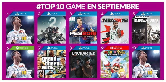 Los diez juegos más vendidos en España en septiembre Los diez juegos más vendidos en España en septiembre