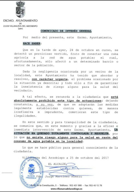 El consistorio explica en un comunicado lo ocurrido El consistorio explica en un comunicado lo ocurrido