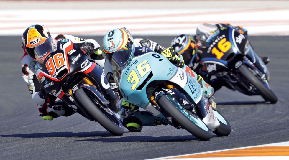 El piloto español de Moto3 y virtual campeón delmundo, Joan Mir (36), ha conseguido el segundo mejor tiempo, durante las rondas clasificatorias para el Gran Premio de la comunidad Valenciana, hoy en el circuito Ricardo Tormo de Cheste El piloto español de Moto3 y virtual campeón delmundo, Joan Mir (36), ha conseguido el segundo mejor tiempo, durante las rondas clasificatorias para el Gran Premio de la comunidad Valenciana, hoy en el circuito Ricardo Tormo de Cheste