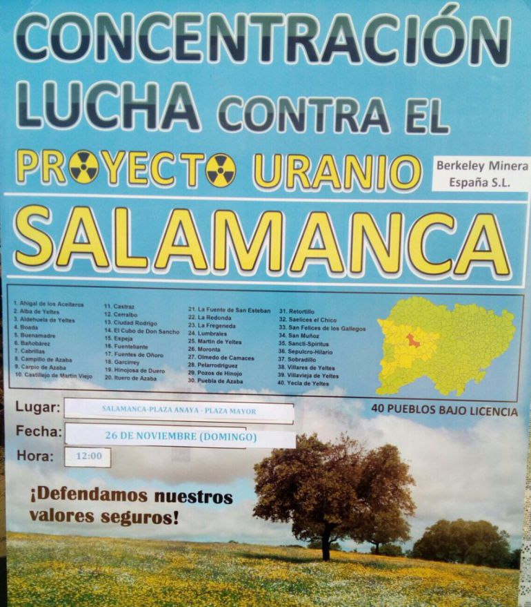 Villavieja se moviliza contra la mina de uranio este domingo en Salamanca Villavieja se moviliza contra la mina de uranio este domingo en Salamanca