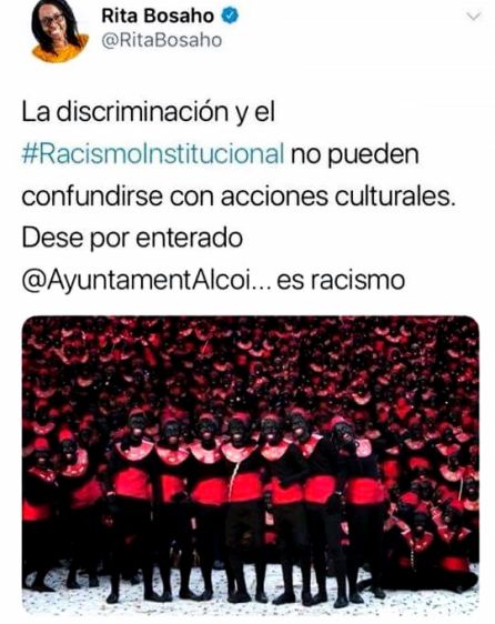 El tuit de Rita Bosaho ha generado gran controversia en Alcoi. El tuit de Rita Bosaho ha generado gran controversia en Alcoi.