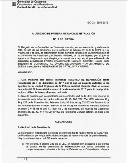 Sixena: Méndez de Vigo retirarà el recurs presentat per la Generalitat per a què tornin les obres de Sixena a Lleida Sixena: Méndez de Vigo retirarà el recurs presentat per la Generalitat per a què tornin les obres de Sixena a Lleida