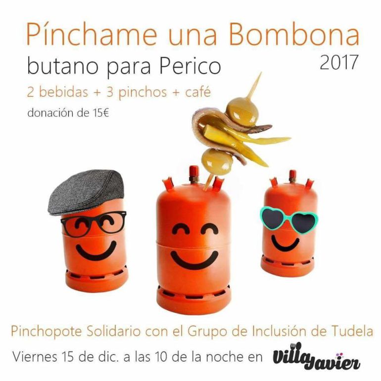 Por la compra de un ticket por 15 euros se donará una bombona a una familia. A cambio, los participantes disfrutarán de 3 pinchos más 2 bebidas y café Por la compra de un ticket por 15 euros se donará una bombona a una familia. A cambio, los participantes disfrutarán de 3 pinchos más 2 bebidas y café