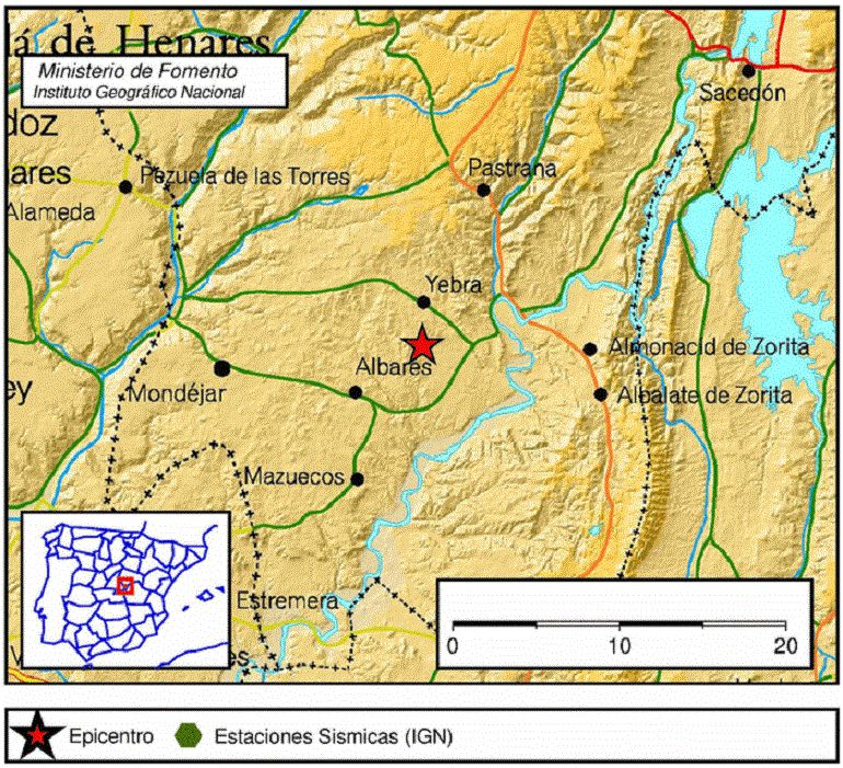 Mapa epicentro terremoto Yebra Mapa epicentro terremoto Yebra
