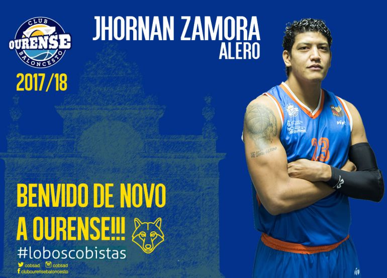 Jhornan Zamora regresa al Club Ourense Baloncesto. El alero, hispano-venezolano, fichó hasta final de temporada Jhornan Zamora regresa al Club Ourense Baloncesto. El alero, hispano-venezolano, fichó hasta final de temporada