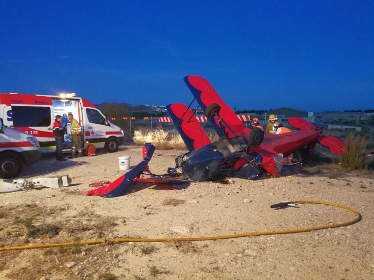 Imagen del accidente en el aeródromo de Mutxamel Imagen del accidente en el aeródromo de Mutxamel