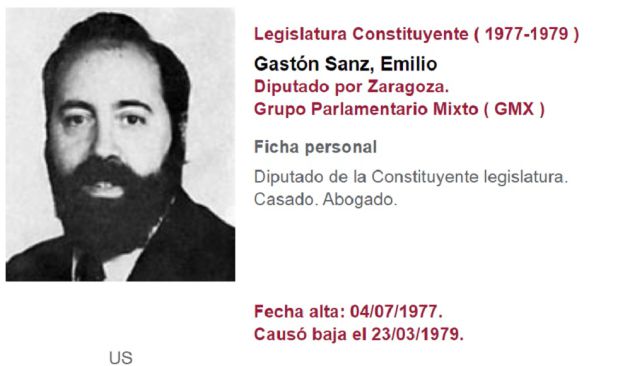 Ficha de Emilio Gastón como diputado por Zaragoza en la Legistatura Constituyente Ficha de Emilio Gastón como diputado por Zaragoza en la Legistatura Constituyente