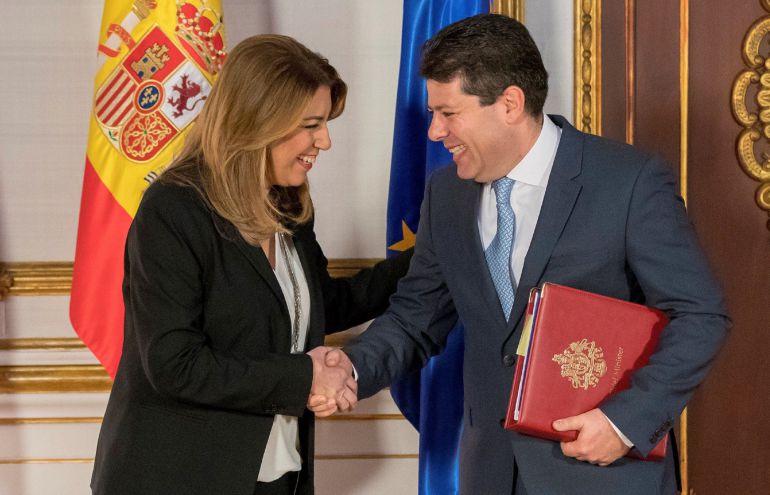 La presidenta andaluza, Susana Díaz, y el ministro principal del Gobierno de Gibraltar, Fabian Picardo. La presidenta andaluza, Susana Díaz, y el ministro principal del Gobierno de Gibraltar, Fabian Picardo.