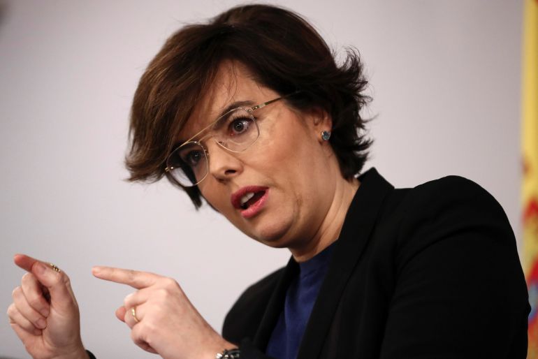 La vicepresidenta del Gobierno, Soraya Sáenz de Santamaría,en una comparecencia tras el Consejo de Ministros La vicepresidenta del Gobierno, Soraya Sáenz de Santamaría,en una comparecencia tras el Consejo de Ministros