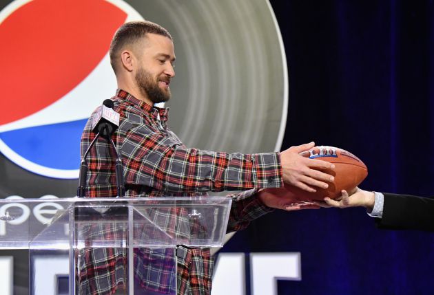 El cantante Justin Timberlake que actuará durante el descanso del partido de la Super Bowl El cantante Justin Timberlake que actuará durante el descanso del partido de la Super Bowl