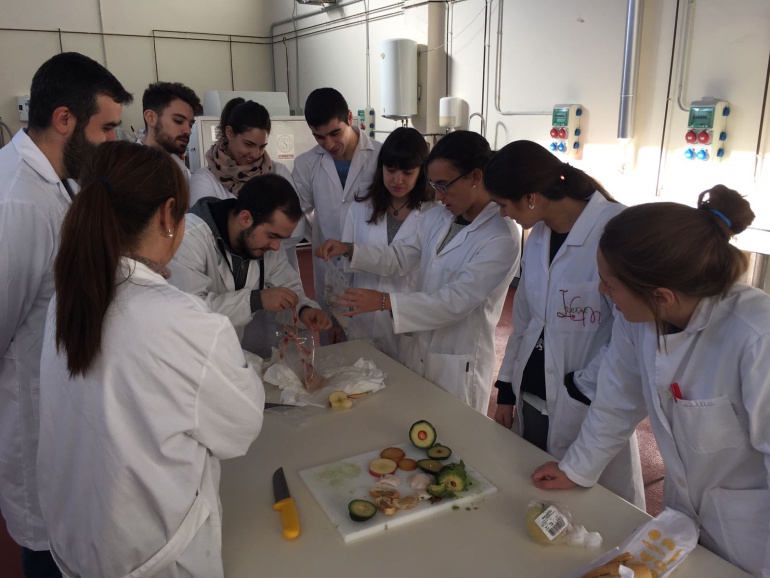 Alumnos del Grado de Ciencia y Tecnología de los Alimentos en el laboratorio del ICTAL Alumnos del Grado de Ciencia y Tecnología de los Alimentos en el laboratorio del ICTAL