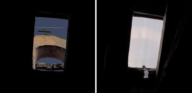 Antes y después de colocar los plásticos en las ventanas del techo del Hospitalillo de Tarancón. Antes y después de colocar los plásticos en las ventanas del techo del Hospitalillo de Tarancón.