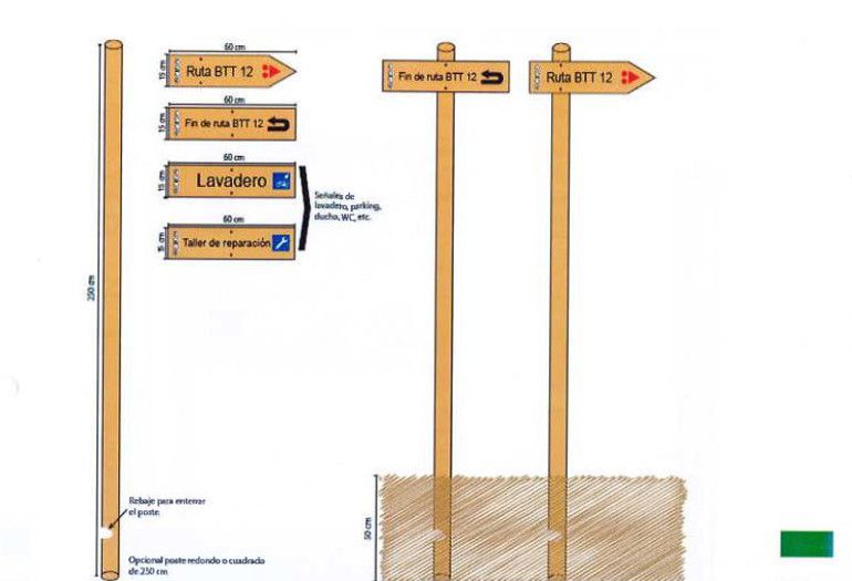 Una de las señales que indicarán las diferentes rutas BTT según el pliego técnico de licitación Una de las señales que indicarán las diferentes rutas BTT según el pliego técnico de licitación