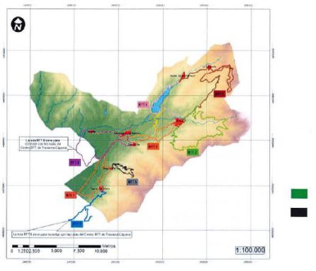 Mapa señalizando las rutas por el Valle del Ambroz Mapa señalizando las rutas por el Valle del Ambroz
