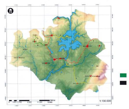 Mapa señalizando algunas de las rutas por la comarca de Cáparra Mapa señalizando algunas de las rutas por la comarca de Cáparra